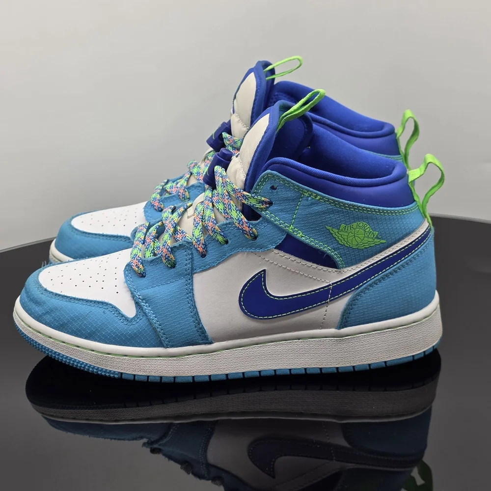Gorp Jordan 1 Mid SE GS Sprite Blue Youth 7Y UK6 EUR40 DA8010-400 Retro - Picture 2 of 8